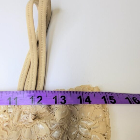 Cream Beige Lace Long Camisole Lace Tank Top Stretchy Camisole - Size L- NEW - Picture 8 of 12